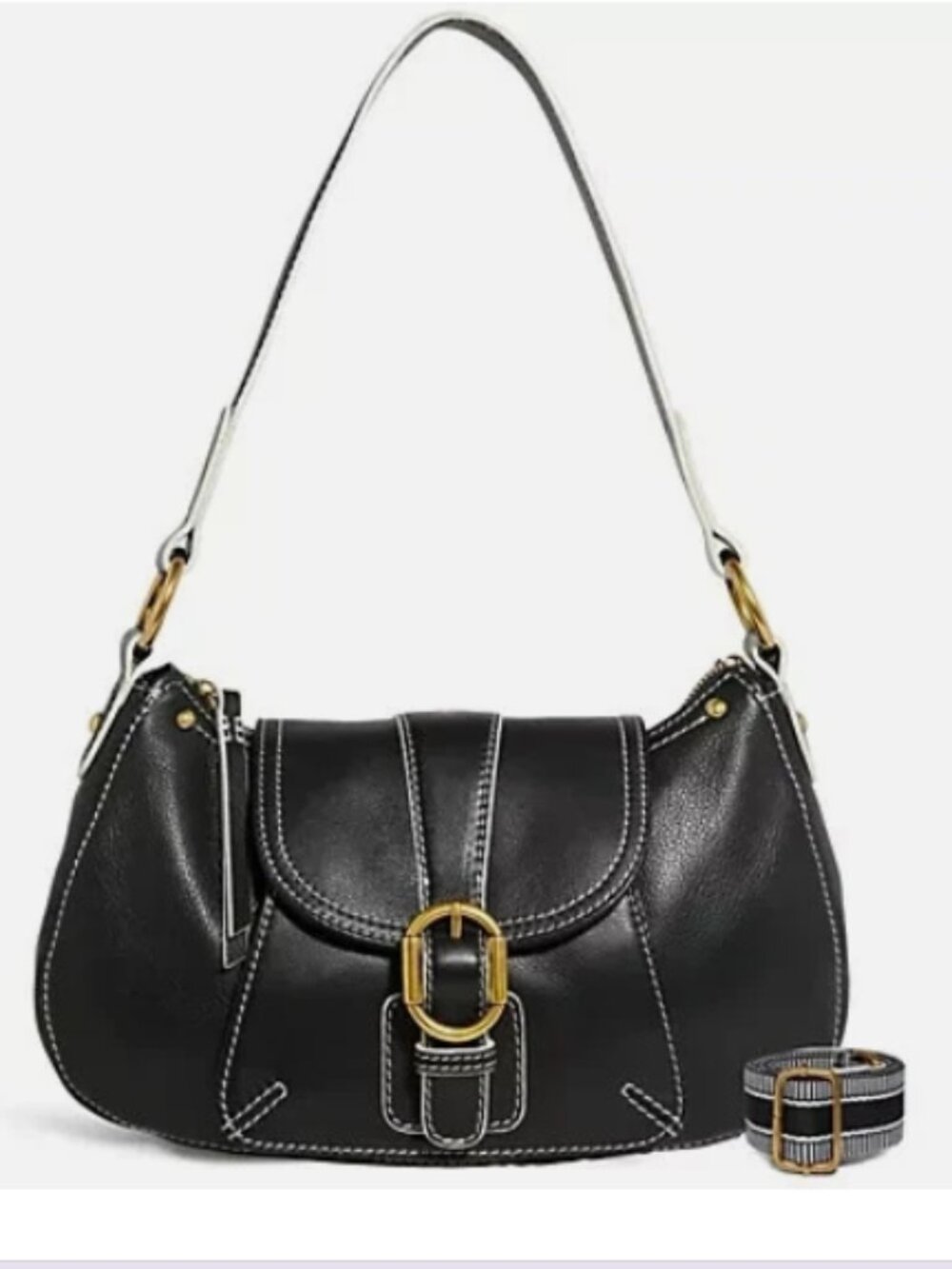 American Leather Co. Redwood Shoulder Crossbody Strap-Black A720924 NEW